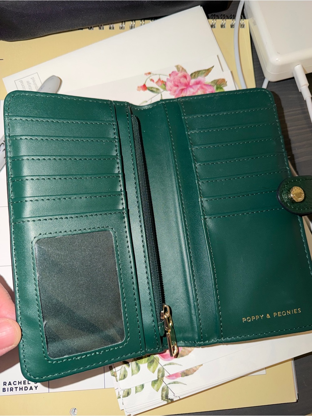 Poppy & Peonies Go Anywhere Wallet Heritage Green - Picture 3 of 6